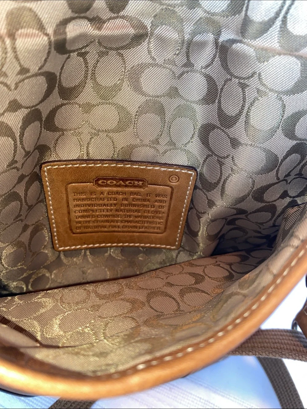 Coach Soho Tan Leather Crossbody Saddlebag Buckle Detail